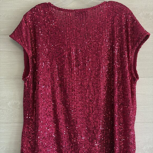 CeCe Pink Sequin top M - Picture 2 of 4